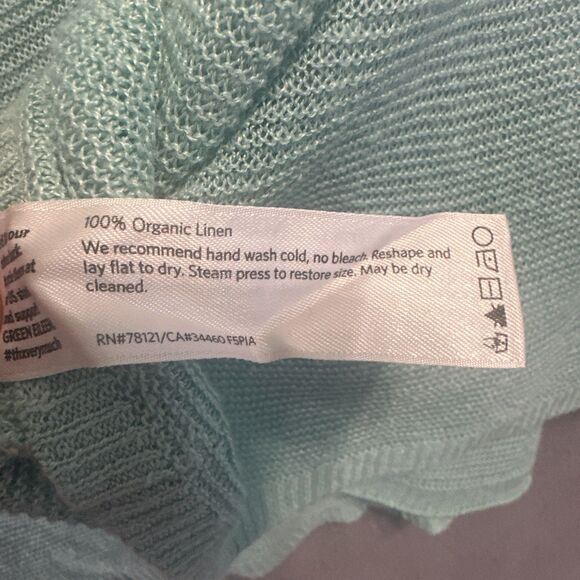 Eileen Fisher Button Front Cardigan Organic Linen Plus Size 2X Blue Coastal - Picture 4 of 6